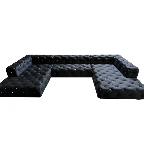 Narożnik ośmioosobowy pikowany luksusowy z kryształkami BENTLEY U