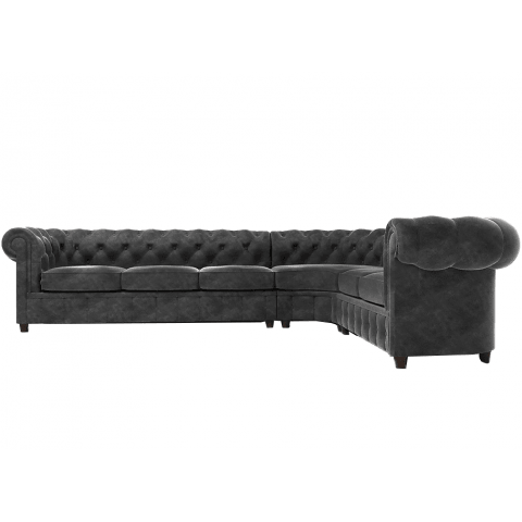 Narożnik sześcioosobowy z funkcją spania pikowany Chesterfield SOLARIS 3+E+2