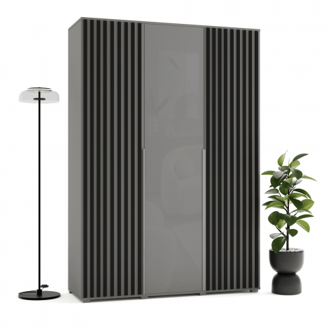 Szafa uchylna trzydrzwiowa z lamelami i lacobelem na wymiar Nola