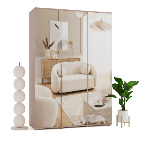 Szafa uchylna trzydrzwiowa z dużymi lustrami na wymiar Vika