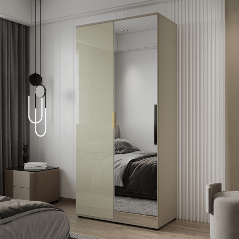 Szafa uchylna dwudrzwiowa z lacobelem i lustrem na wymiar Silva