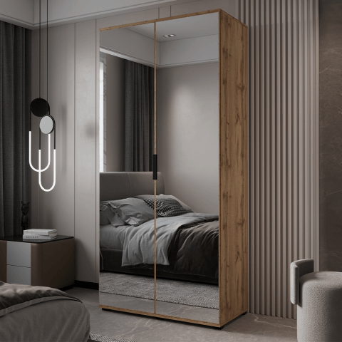 Szafa uchylna dwudrzwiowa z dużym lustrem na wymiar Inga