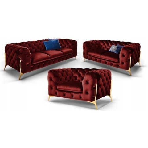 Zestaw mebli pikowanych glamour luksosowy 3+2+1 TEO HIGH