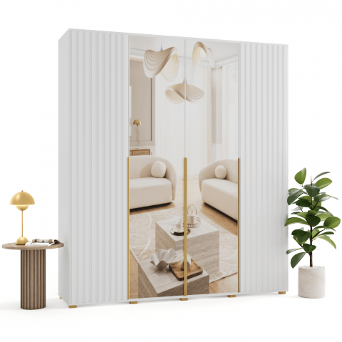 Szafa uchylna czterodrzwiowa z lustrem i lamelami na wymiar Verona