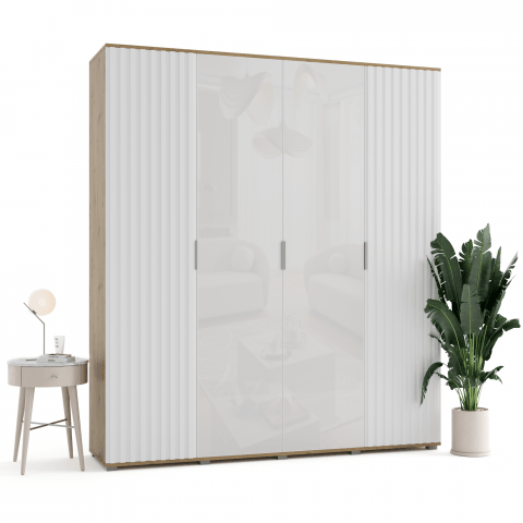 Szafa uchylna czterodrzwiowa z lamelami i lacobelem na wymiar Luka