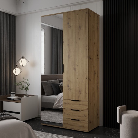 Szafa uchylna dwudrzwiowa z lustrem i szufladami na wymiar Keno