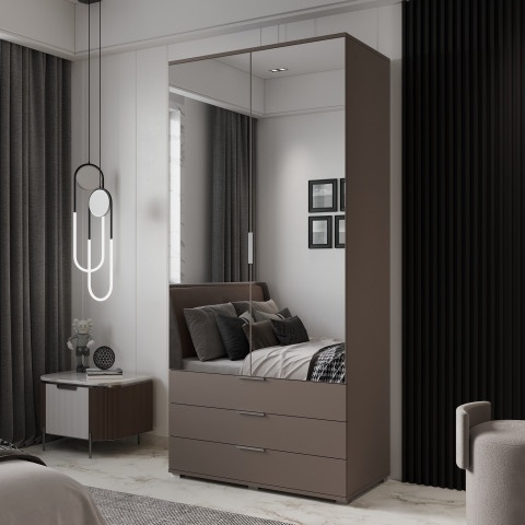 Szafa uchylna dwudrzwiowa z lustrem i szufladami na wymiar Fila