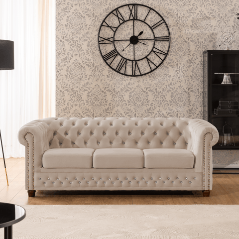 Sofa trzyosobowa pikowana Chesterfield FELIX BLINK 3