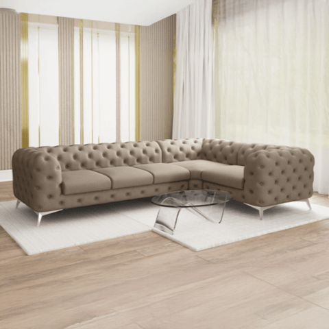 Narożnik pięcioosobowy luksusowy pikowany Chesterfield TEO 3+E+1