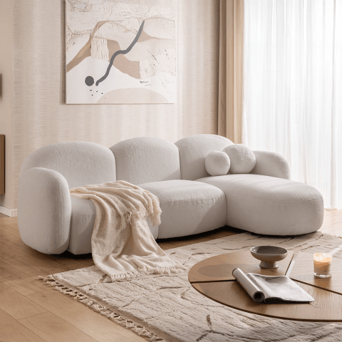 Narożnik pięcioosobowy z ozdobnymi poduszkami Bloop