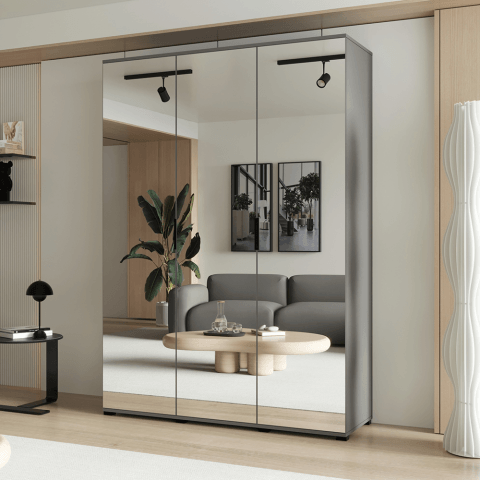 Szafa uchylna trzydrzwiowa z dużym lustrem na wymiar Inga