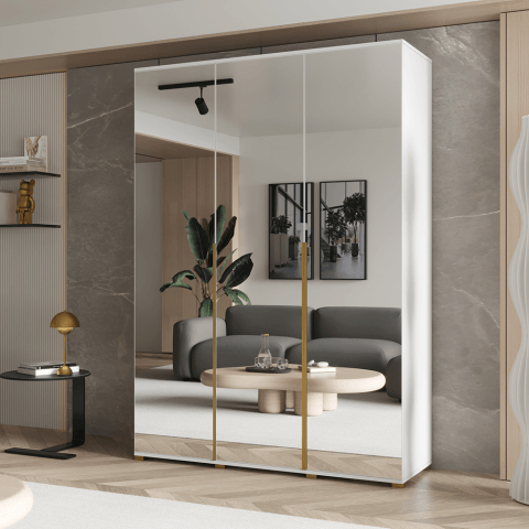 Szafa uchylna trzydrzwiowa z dużymi lustrami na wymiar Vika