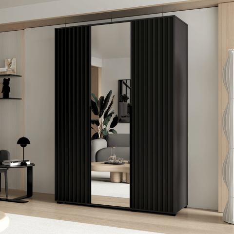 Szafa uchylna trzydrzwiowa z lustrem i lamelami na wymiar Verona