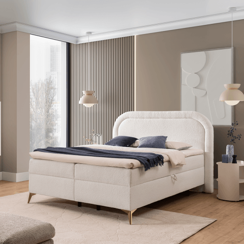 Łóżko kontynentalne z pojemnikiem na pościel Amario