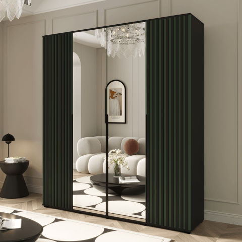 Szafa uchylna czterodrzwiowa z lustrem i lamelami na wymiar Verona
