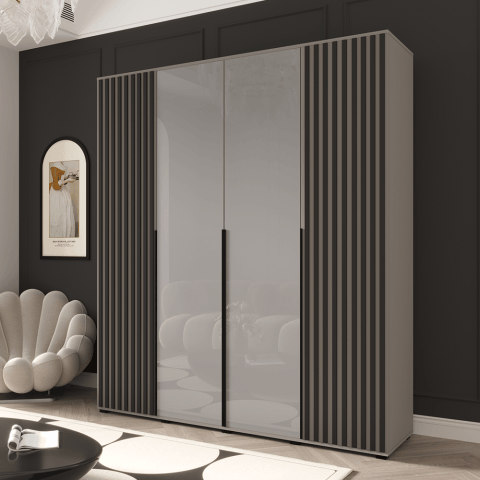 Szafa uchylna czterodrzwiowa z lamelami i lacobelem na wymiar Nola