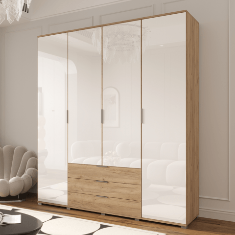 Szafa uchylna czterodrzwiowa z szufladami i lacobelem na wymiar Astra