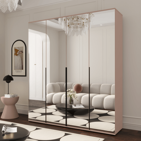 Szafa uchylna czterodrzwiowa z dużymi lustrami na wymiar Vika