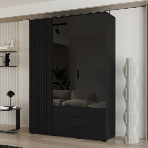 Szafa uchylna trzydrzwiowa z szufladami, lamelami i lacobelem na wymiar Zoya