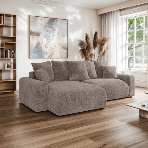 Narożnik czteroosobowy Cleo small – brązowy narożnik z funkcją spania do salonu