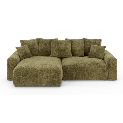 Narożnik Cleo small w kolorze ciemnej oliwki – czteroosobowy narożnik z funkcją spania