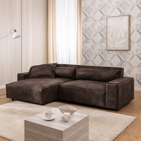 Narożnik czteroosobowy Ravello ciemnobrązowy – wygodny narożnik w ekoskórze
