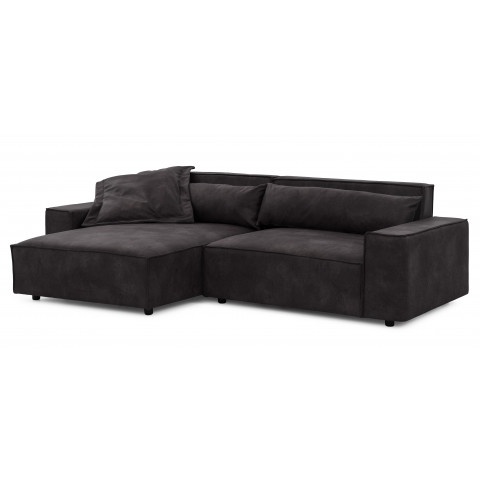 Narożnik czteroosobowy Ravello antracyt – wygodny narożnik w imitacji skóry z poduszkami