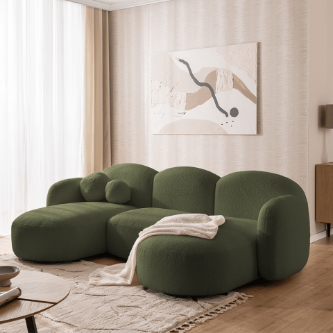 Komfortowy narożnik Bloop U-kształtny w kolorze zielonym do salonu
