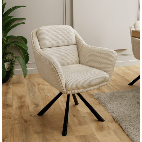 Krzesło tapicerowane obrotowe beżowe Kado