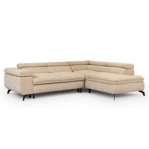 Narożnik Melvano z funkcją spania i pojemnikiem, regulowane zagłówki