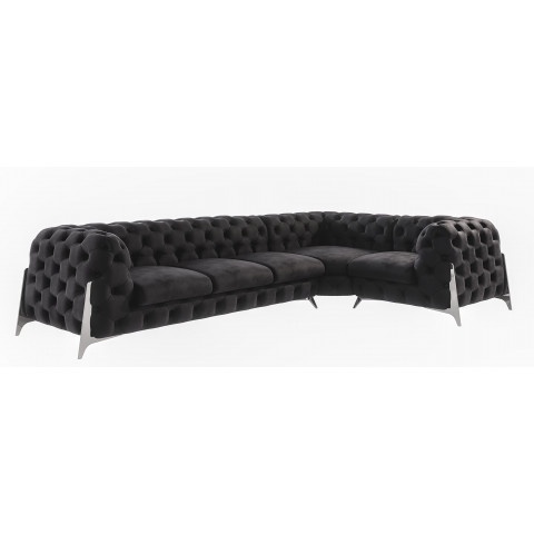 Czarny narożnik pikowany chesterfield glamour KALIFORNIA 3+E+1