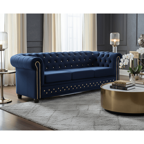 Sofa trzyosobowa pikowana Chesterfield FELIX BLINK 3 - tk. Riviera 81