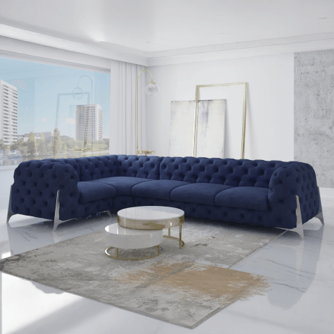 Narożnik pięcioosobowy pikowany Chesterfield glamour KALIFORNIA 1+E+3