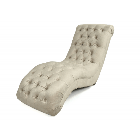 Szezlong beżowy pikowany leżanka Chesterfield TOKIO tk. Monolith 02 welur