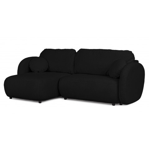 Narożnik Velano z funkcją spania czarny baranek - nowoczesny do salonu