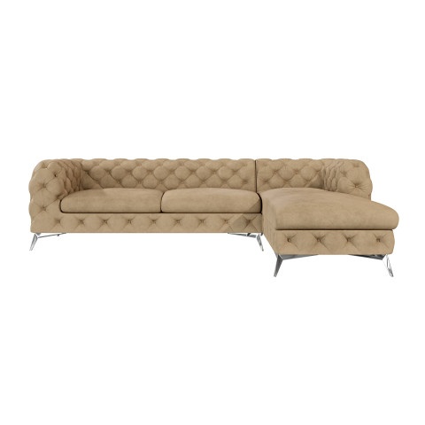 Beżowy narożnik pikowany na wysokich nóżkach glamour Chesterfield TEO 2,5+OT