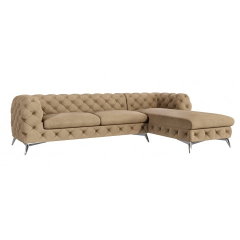 Beżowy narożnik pikowany na wysokich nóżkach glamour Chesterfield TEO 2,5+OT