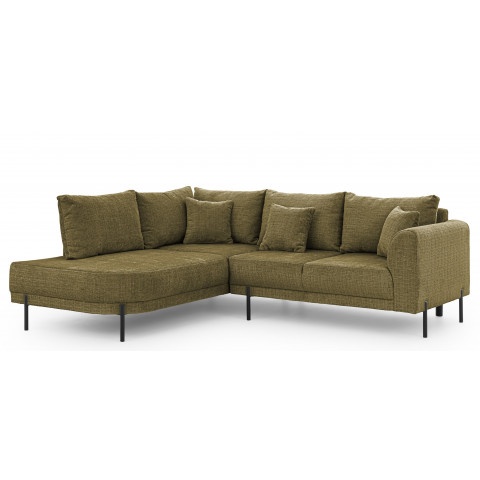 Narożnik oliwkowy Tilla na wysokich nóżkach – nowoczesny L-kształtny