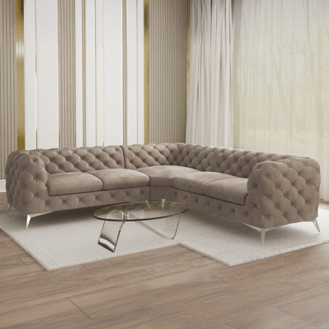 Elegancki narożnik pikowany w stylu glamour TEO – Nowoczesny Chesterfield