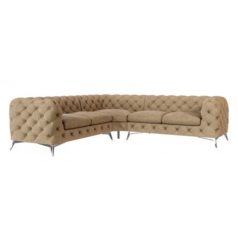 Narożnik TEO beżowy 2+E+2 – Komfortowa sofa narożna w stylu Chesterfield