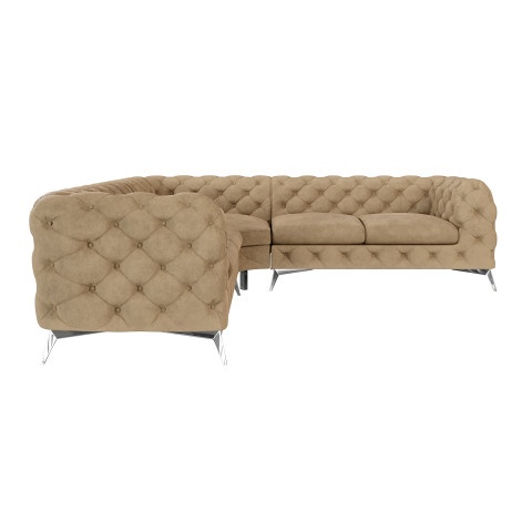 Narożnik TEO beżowy 2+E+2 – Komfortowa sofa narożna w stylu Chesterfield