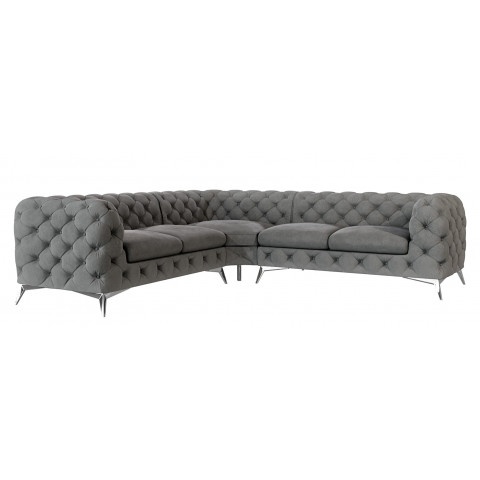 Narożnik szary TEO 2+E+2 – Luksusowy model pikowany Chesterfield
