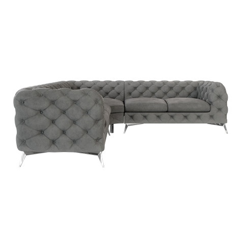 Narożnik szary TEO 2+E+2 – Luksusowy model pikowany Chesterfield