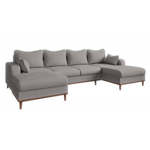 Szary narożnik do salonu Sofi – Nowoczesny komfortowy U-kształtny