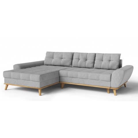 Komfortowy narożnik czteroosobowy z funkcją spania szary GAMBO