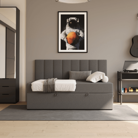 Łóżko Dakota Comfort młodzieżowe z pojemnikiem na pościel na wymiar