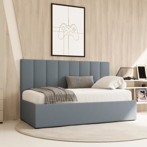 Łóżko młodzieżowe Dakota tapicerowane z pojemnikiem na pościel na wymiar