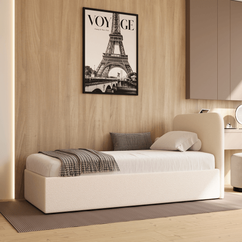 Łóżko młodzieżowe Denver jednoosobowe z pojemnikiem na pościel na wymiar