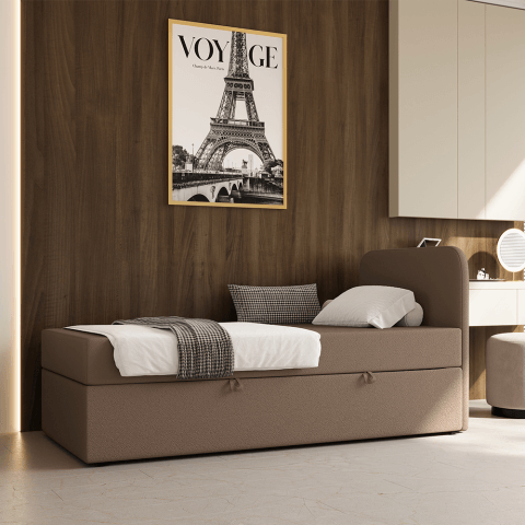 Łóżko Denver Comfort młodzieżowe z pojemnikiem na pościel na wymiar