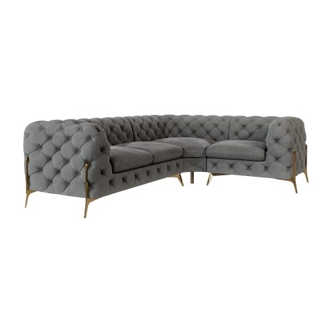 Narożnik czteroosobowy pikowany glamour Chesterfield TEO HIGH 2+E+1